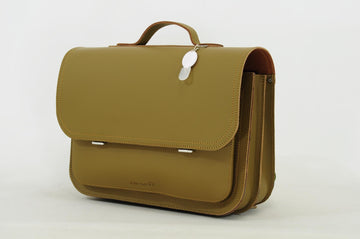 Lederen boekentas met magneetsluiting - Moss